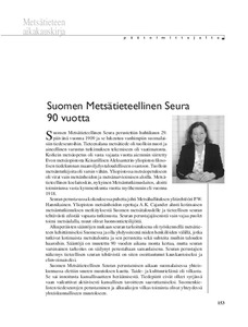 Suomen Metsätieteellinen Seura 90 vuotta - Jukuri